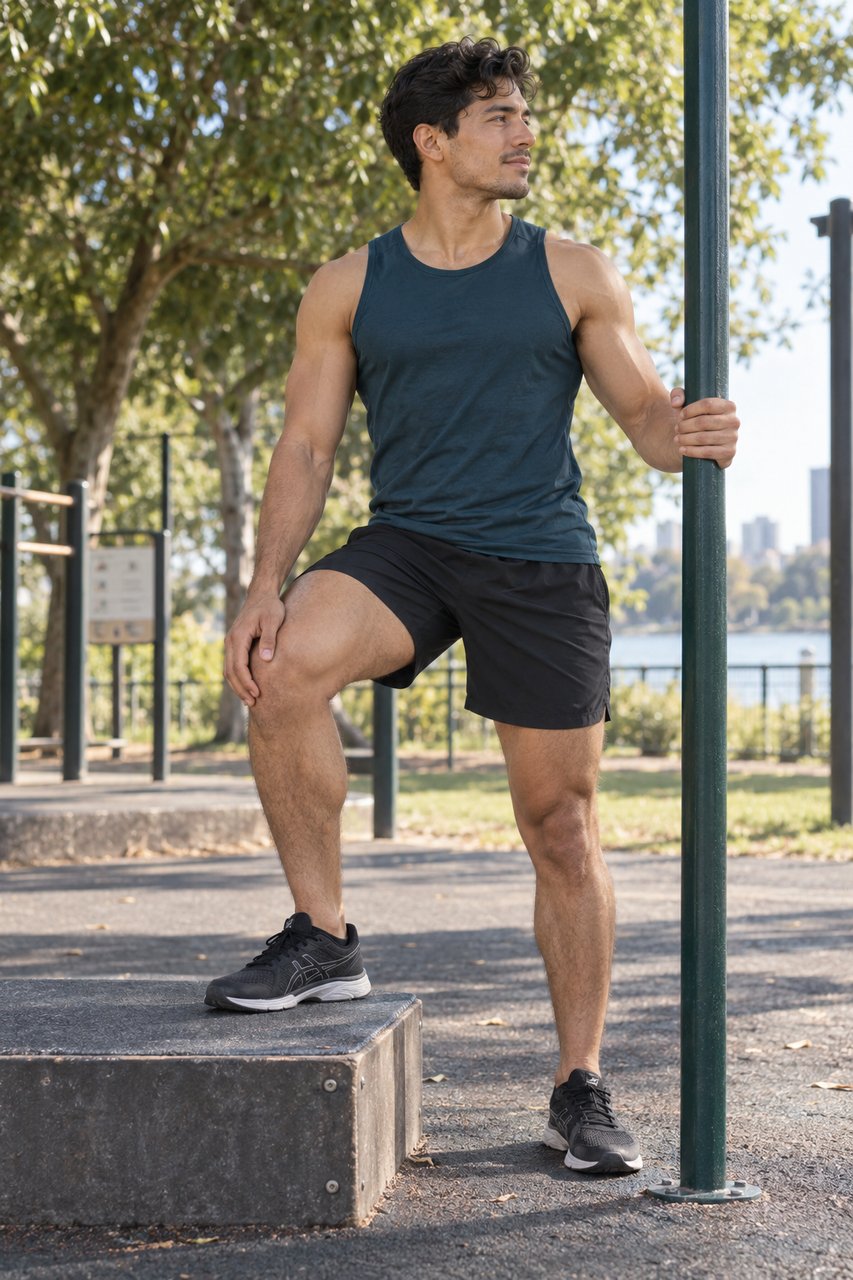 Outdoor fitness pose reference